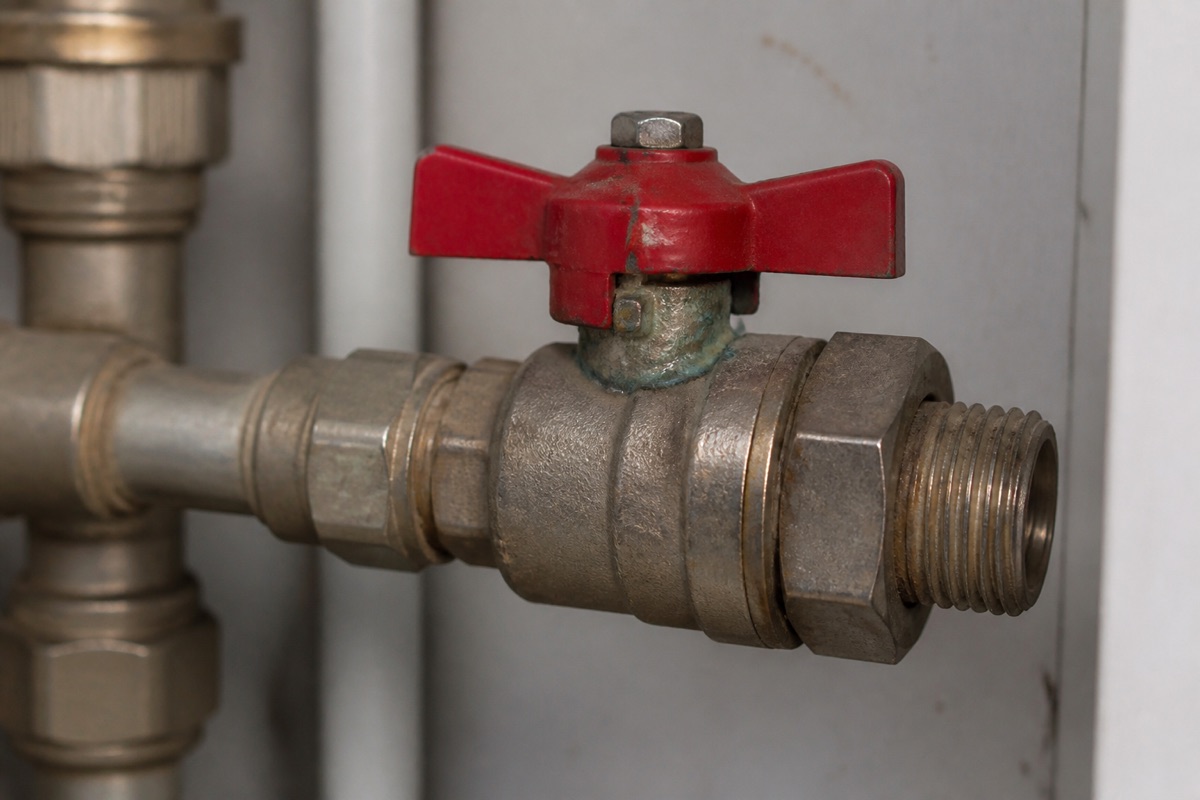 Следы износа и влаги на шаровом кране